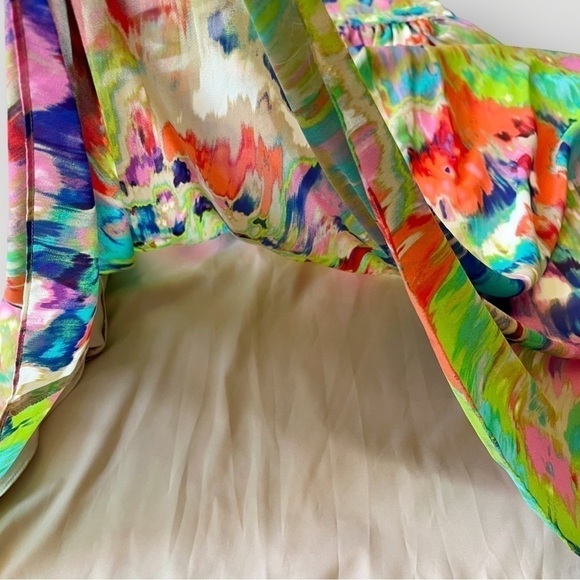 Eliza J Maxi Dress High Neck Halter Tie Rainbow Tie Dye 8 - Picture 10 of 13